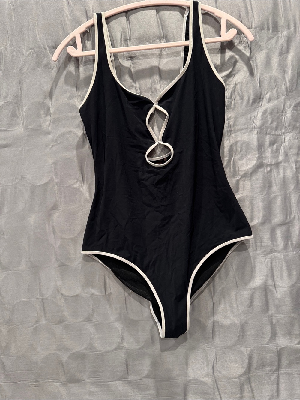 Jonathan Simkhai Black One-Piece Swimsuit with Cream Trim